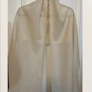 NWOT J CREW cream & silver sparkle shawl 💯% wool